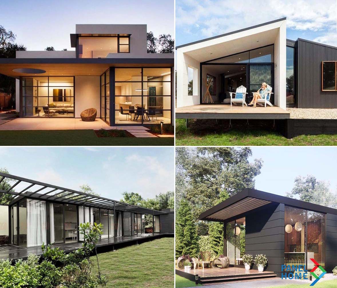 Nội thất bên trong mẫu nhà tiền chế kết hợp kính